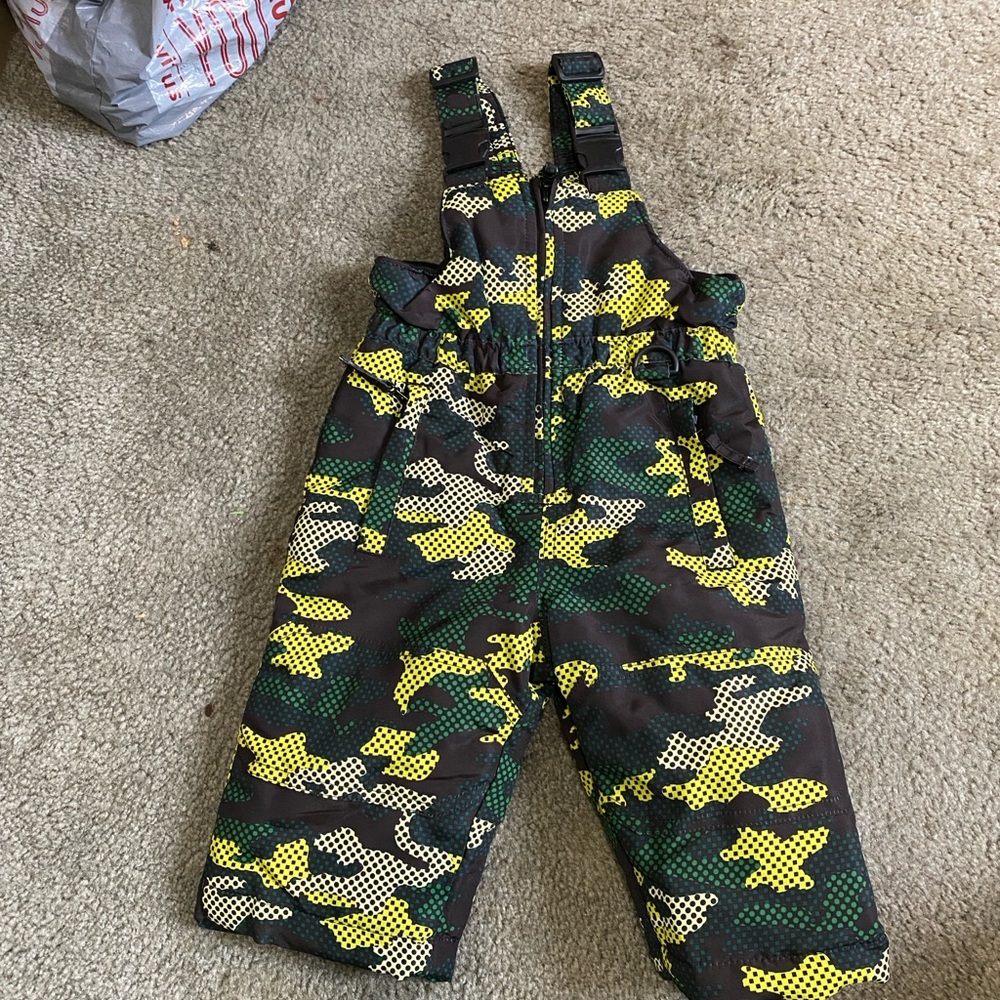 Green and Yellow Camouflage Overalls with Adjustable Straps